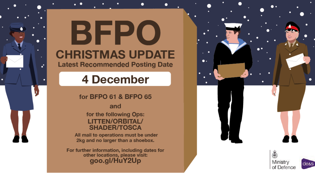 When are the last dates for Christmas post to BFPO addresses?
