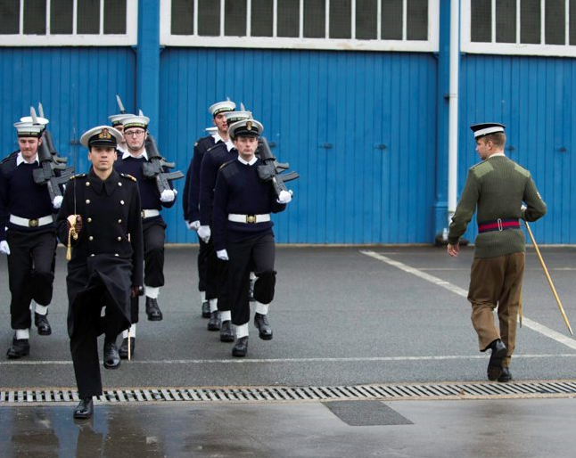 Guards teach drill to the Royal Navy for public duties