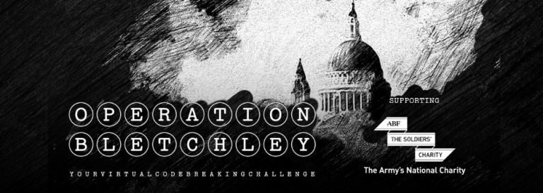 Operation Bletchley banner features a graphic of a dome building with the text: "Your Virtual Codebreaking Challenge." Join us in supporting ABF The Soldiers' Charity - The Army's National Charity.
