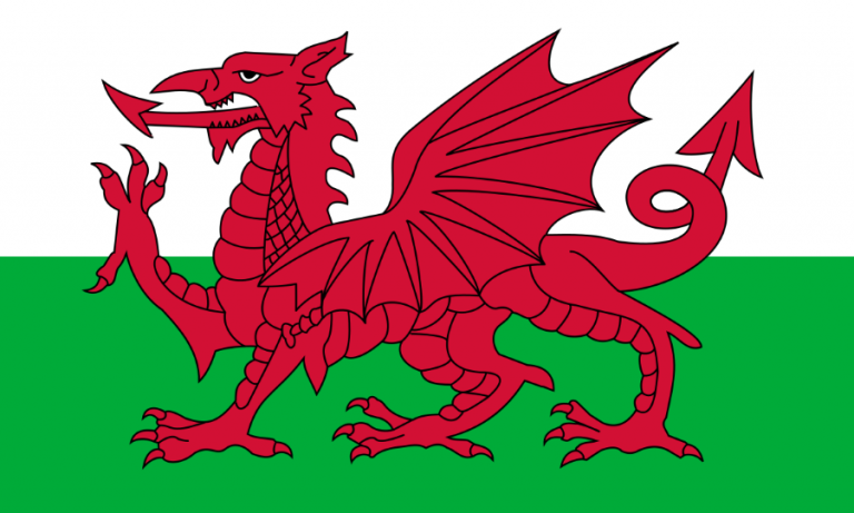 The flag of Wales features a majestic red dragon on a white and green background, symbolizing the strength and support inherent in Welsh culture.