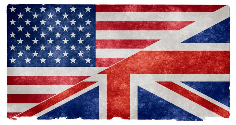 A flag image featuring the United States flag on the left and the United Kingdom flag on the right, diagonally split, symbolizes the strong UK-US Defence Relationship.