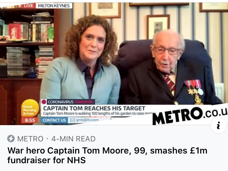 Veteran Captain Tom Moore’s 100th Birthday Walk For The NHS Smashes £2M Barrier!