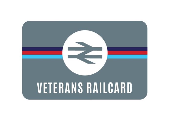 A grey card with the British Rail logo in white, a red and blue stripe, and the text 