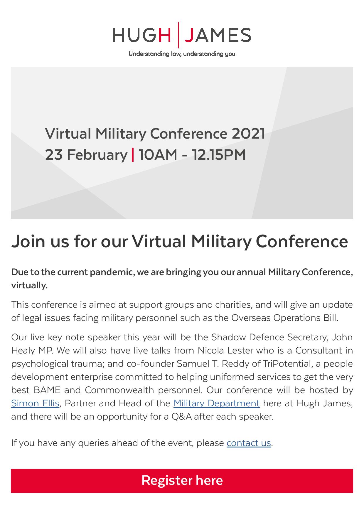 Join Hugh James For Their Virtual Military Conference