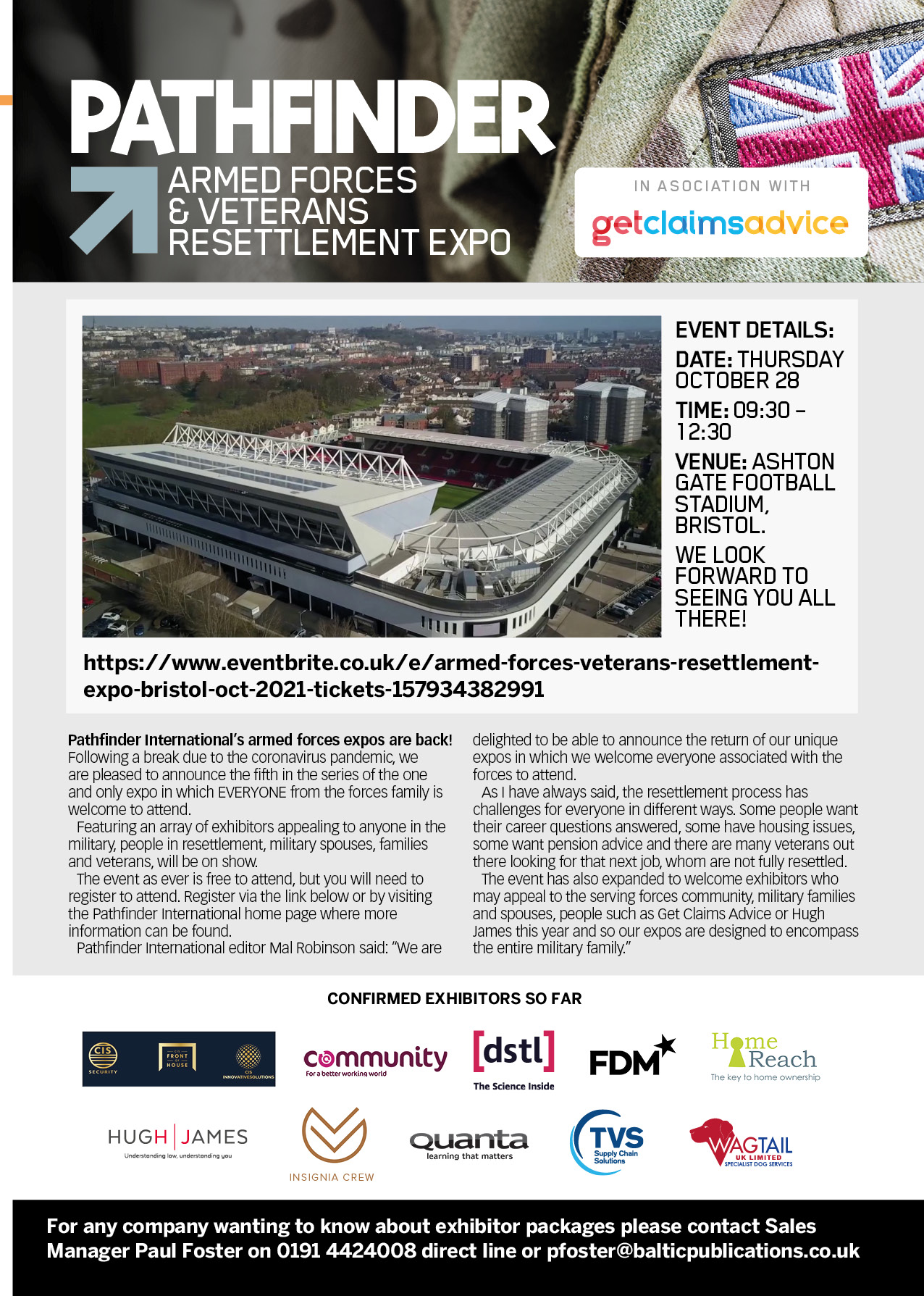 The Armed Forces & Veterans Resettlement Expo Bristol – Exhibitor Update
