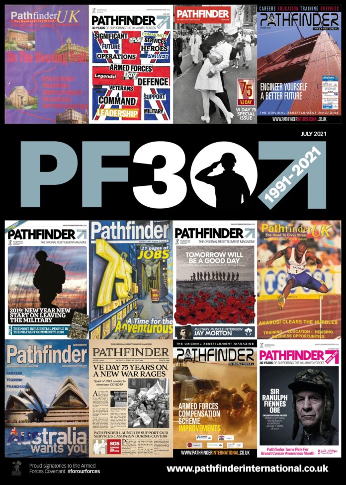 A collage of Pathfinder magazine covers featuring the text 