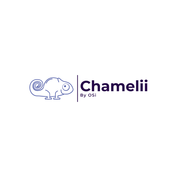Minimalist logo featuring a blue chameleon illustration reminiscent of Royal Navy precision on the left and the text 