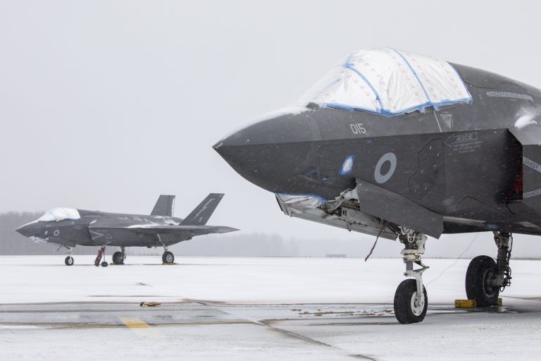 RAF F-35B Lightning Aircraft Of 617 Sqn Arrive In Estonia