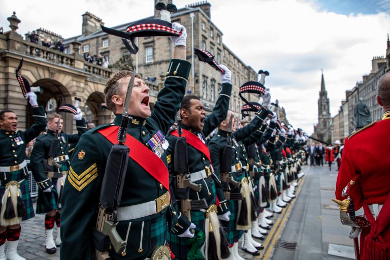 Armed Forces Gun Salutes Take Place In Belfast, Cardiff, And Edinburgh To Mark The Proclamation Of King Charles III