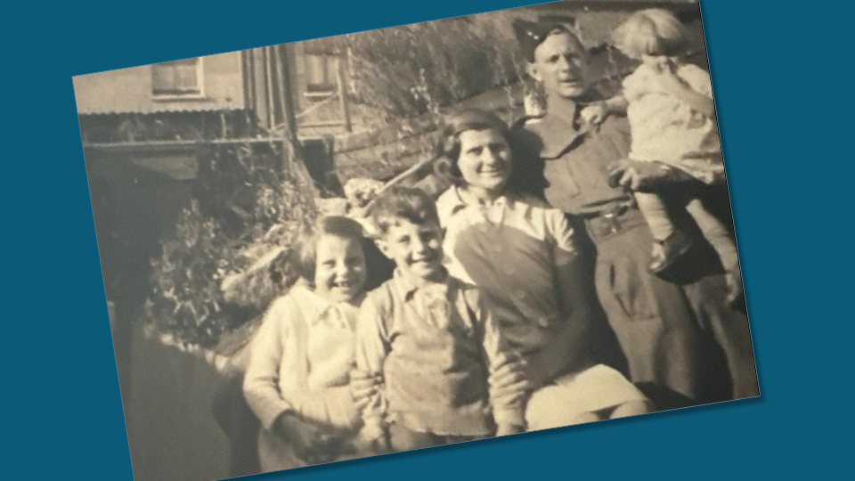 Cpl John Alfred Owens with his wife and children (supplied courtesy of his family)