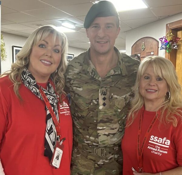 Bear Grylls visits serving personnel and volunteers in Scotland