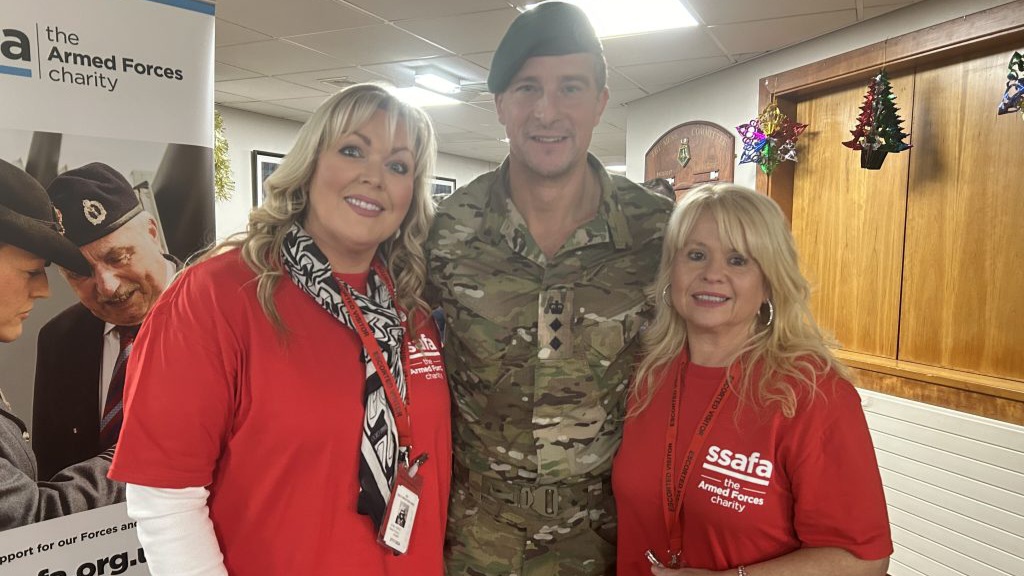 Bear Grylls visits serving personnel and volunteers in Scotland