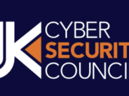 UK Cyber Security Council logo with "UK" in large white letters and "Cyber Security Council" in smaller white and orange text on a dark blue background, representing career transition opportunities for military leavers into cyber security.