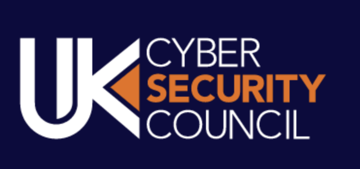 UK Cyber Security Council logo with "UK" in large white letters and "Cyber Security Council" in smaller white and orange text on a dark blue background, representing career transition opportunities for military leavers into cyber security.